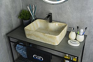 Раковина накладная Gid 48 Mnc606 54461 бежевый мрамор купить в интернет-магазине Sanbest
