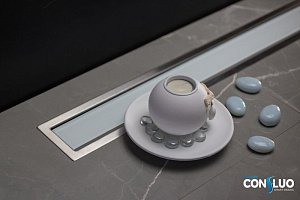 Душевой трап PESTAN Confluo Premium Glass Line 300 белое стекло/матовый хром купить в интернет-магазине Sanbest