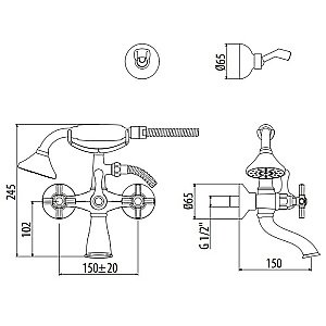 Смеситель для ванны Gattoni TRD TR501/18D0 купить в интернет-магазине сантехники Sanbest