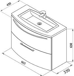 Тумба с раковиной De Aqua Лонг 167099 90 для ванной в интернет-магазине Sanbest