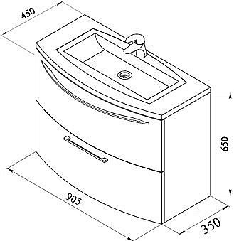 Тумба с раковиной De Aqua Лонг 167099 90 для ванной в интернет-магазине Sanbest