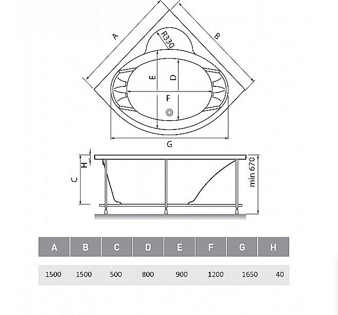 Ванна акриловая Vayer Kaliope 150x150 купить в интернет-магазине Sanbest
