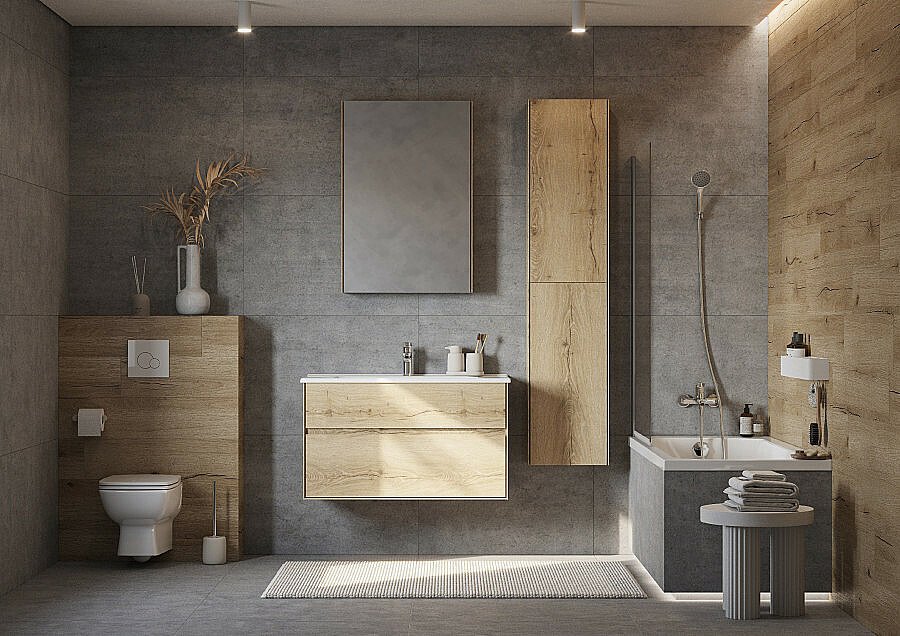 Тумба с раковиной Акватон Либерти 100 дуб эльвезия для ванной в интернет-магазине Sanbest