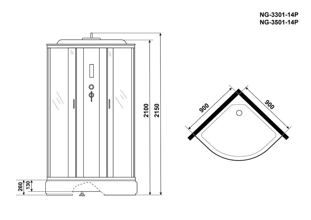 Душевая кабина Niagara Classic NG-3501-14P 90х90 купить в интернет-магазине Sanbest