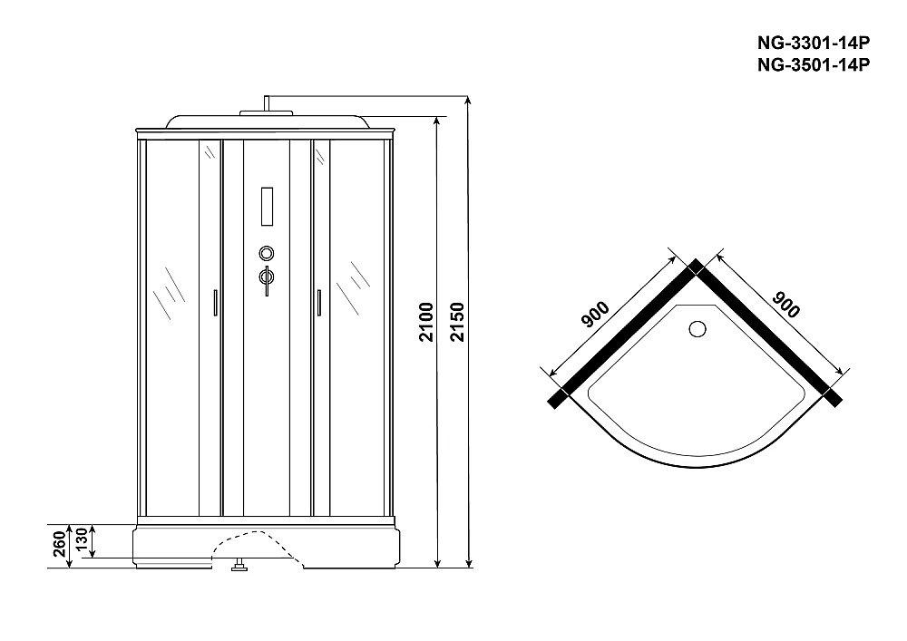 Душевая кабина Niagara Classic NG-3501-14P 90х90 купить в интернет-магазине Sanbest