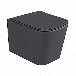 Унитаз подвесной BAS KVADRO DARK GREY безободковый, с крышкой микролифт, темно-серый купить в интернет-магазине Sanbest
