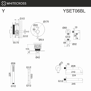 Смеситель для ванны WhiteCross Y YSET06BL черный купить в интернет-магазине сантехники Sanbest