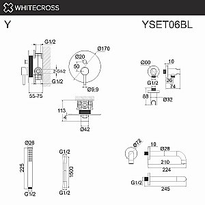 Смеситель для ванны WhiteCross Y YSET06BL черный купить в интернет-магазине сантехники Sanbest