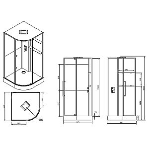Душевая кабина Black&White Galaxy G8891 100х100 889100 стекло прозрачное/прфиль хром купить в интернет-магазине Sanbest