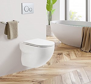 Унитаз подвесной BelBagno ONDA BB066CHR безободковый, с крышкой микролифт, с инсталляцией и белой кнопкой купить в интернет-магазине Sanbest
