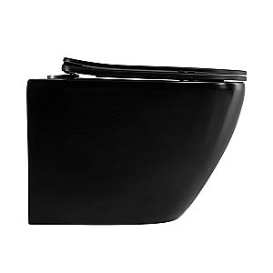 Унитаз подвесной Art&Max OVALE AM011CHR-MB/SC черный матовый, с сиденьем микролифт, безободковый купить в интернет-магазине Sanbest