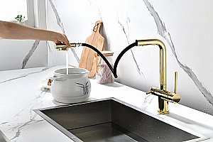 Смеситель для кухни Paulmark Serpentine Se213222-G золото купить в интернет-магазине сантехники Sanbest