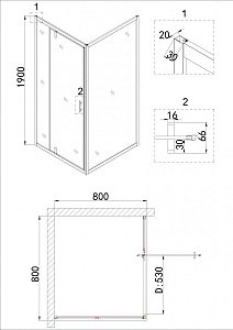 Душевой уголок Niagara Nova NG-0280-08 BLACK 80х80 купить в интернет-магазине Sanbest