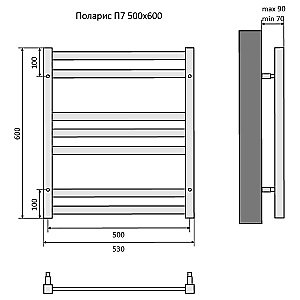 Полотенцесушитель водяной Aquatek Поларис AQ KO0760BL П7 50х60 черный муар купить в интернет-магазине сантехники Sanbest