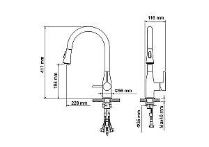 Смеситель для кухни Timo Saona 2336/03FL черный матовый купить в интернет-магазине сантехники Sanbest