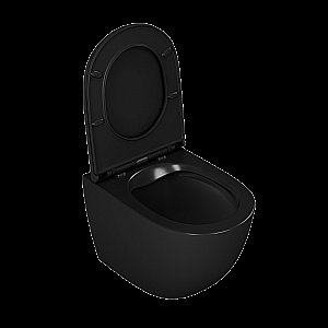 Унитаз подвесной D&K Matrix DT1396025 черный матовый, безободковый, с крышкой микролифт купить в интернет-магазине Sanbest