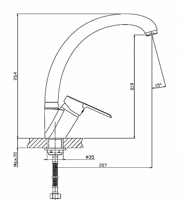 Смеситель для кухни Orange Prim M42-002cr купить в интернет-магазине сантехники Sanbest