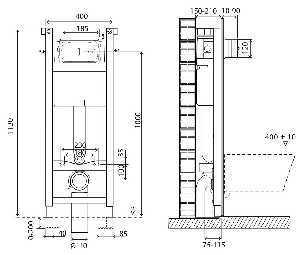 Инсталляция для унитаза BelBagno BB004-40 EXPERT купить в интернет-магазине сантехники Sanbest