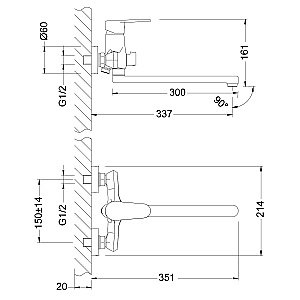 Смеситель для ванны Lemark Point LM0351C купить в интернет-магазине сантехники Sanbest