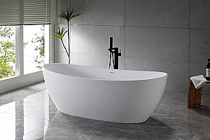 Ванна из искусственного камня BelBagno BB-UNIQUE-180-85-64-SSB белая матовая купить в интернет-магазине Sanbest
