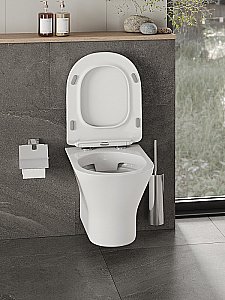 Унитаз подвесной Orange CI01-100W+APB144 безободковый, с крышкой микролифт, с инсталляцией, белый/кнопка черная купить в интернет-магазине Sanbest