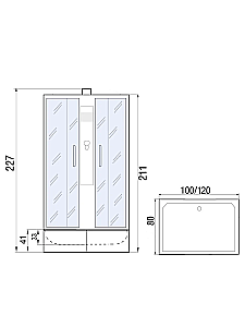 Душевая кабина River QUADRO Б/К XL 41 10000013642 120х80 с поддоном купить в интернет-магазине Sanbest