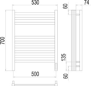Полотенцесушитель электрический Terminus Ното П9 500х700 купить в интернет-магазине сантехники Sanbest