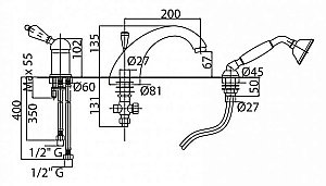 Смеситель для ванны Cezares VINTAGE-BVDM-02-Sw бронза купить в интернет-магазине сантехники Sanbest