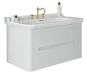 Тумба с раковиной Kerasan Waldorf 925530 Vaniglia matt 100 ваниль с 3 отверстиями/заглушка золото для ванной в интернет-магазине Sanbest