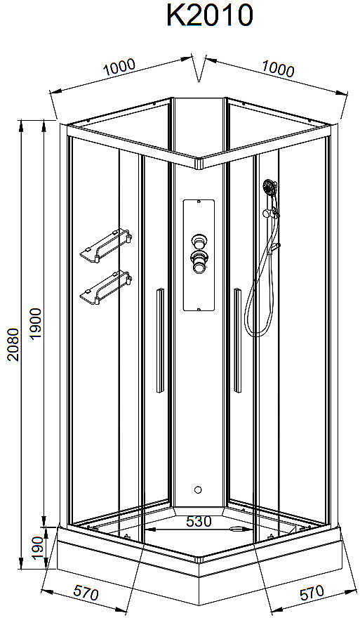 Душевая кабина AvaCan K Серия K2010N 100х100 без крыши купить в интернет-магазине Sanbest