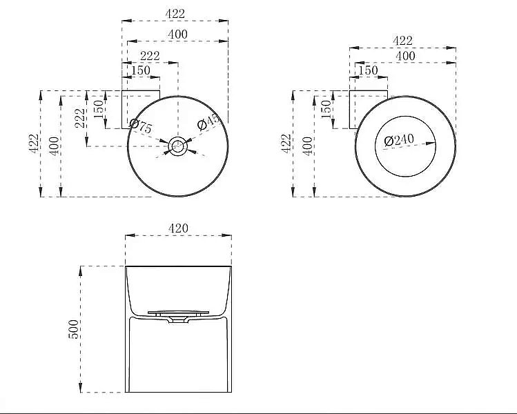 Раковина подвесная Abber Kristall AT2705Aquamarin бирюзовая прозрачная купить в интернет-магазине Sanbest