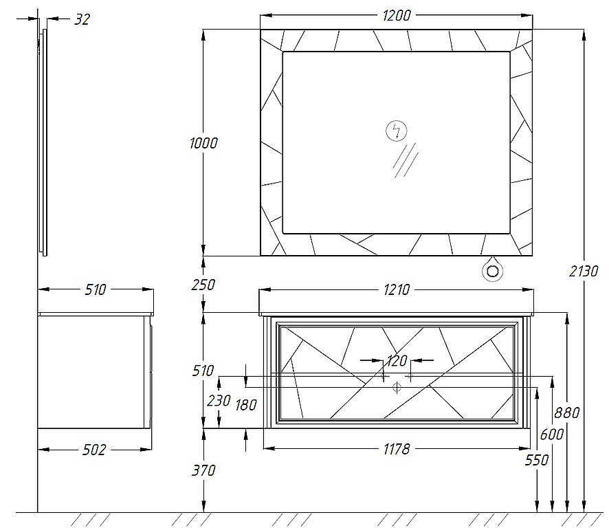 Тумба с раковиной Опадирис Луиджи 120 белая матовая для ванной в интернет-магазине Sanbest