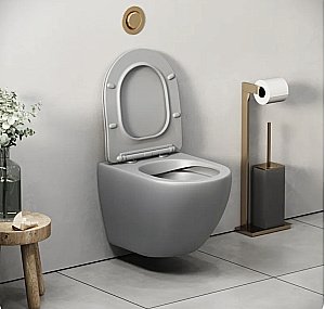 Унитаз подвесной Grossman Color GR-4455GLMS безободковый, с крышкой микролифт, матовый светло-серый купить в интернет-магазине Sanbest