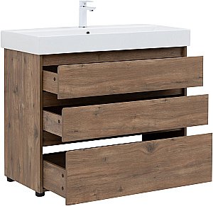 Тумба с раковиной Aquanet Nova Lite 302480 100 дуб рустикальный для ванной в интернет-магазине Sanbest