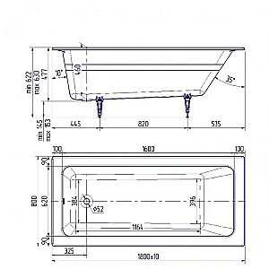 Ванна чугунная Delice Parallel Comfort DLR220506RB-AS 180х80 белая с черными матовыми ручками купить в интернет-магазине Sanbest