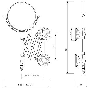 Зеркало оптическое настенное пантограф Migliore VERSAILLES 32642 золото в ванную от интернет-магазине сантехники Sanbest