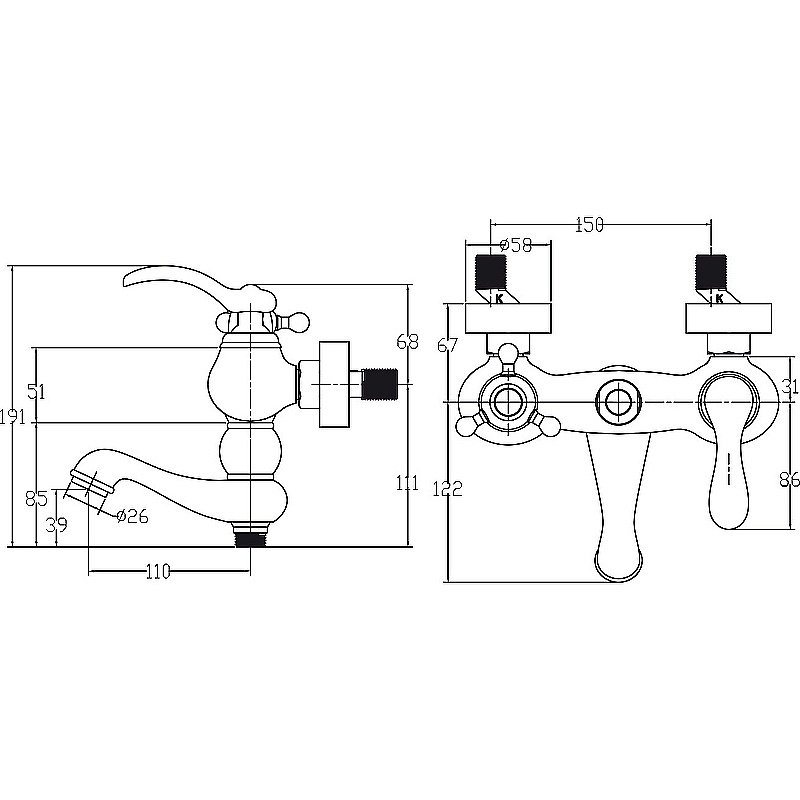 Смеситель для ванны Kaiser Logo 47722-1 купить в интернет-магазине сантехники Sanbest
