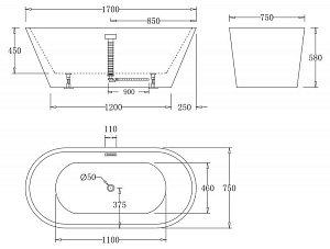 Ванна BelBagno BB61 170х75 купить в интернет-магазине Sanbest