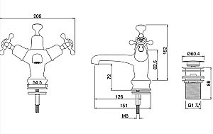 Смеситель для раковины Burlington Regent CLR6-QT купить в интернет-магазине сантехники Sanbest
