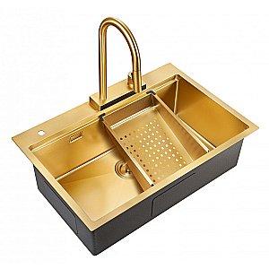 Мойка кухонная Milacio Denia 75 Steel MC.77428 золото купить в интернет-магазине сантехники Sanbest