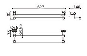 Полотенцедержатель CeramaLux Bianco 52009 хром купить в интернет-магазине сантехники Sanbest