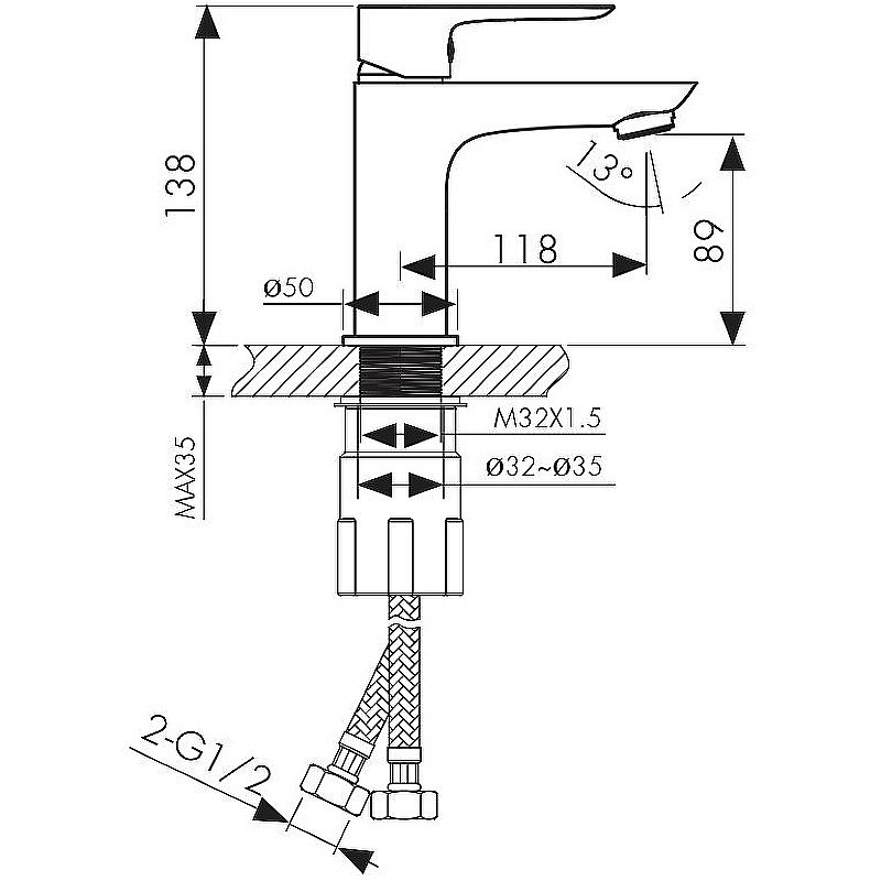 Смеситель для раковины Kaiser Cezar 05011-2 купить в интернет-магазине сантехники Sanbest