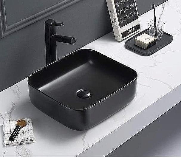 Раковина накладная CeramaLux NC 39 2106МВ черная матовая купить в интернет-магазине Sanbest