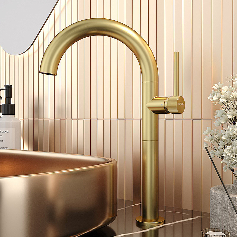 Смеситель для раковины Elghansa RADIANT XQ 16H3781-MattGold матовое золото купить в интернет-магазине сантехники Sanbest