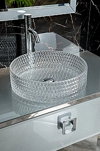 Консоль с раковиной и столешницей Armadi Art LUCIDO 100 серебро для ванной в интернет-магазине сантехники Sanbest