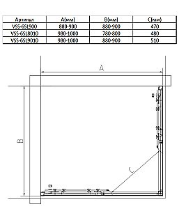 Душевой уголок Vincea Slim VSS-6SL900CLB 90х90 стекло прозрачное/профиль черный купить в интернет-магазине Sanbest