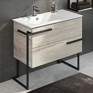 Тумба с раковиной Comforty Дюссельдорф 00-00004093 90 дуб дымчатый для ванной в интернет-магазине Sanbest