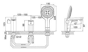 Смеситель на борт ванны D&K Берлин Штайнвайс классик DA1434916 белый матовый/хром купить в интернет-магазине сантехники Sanbest