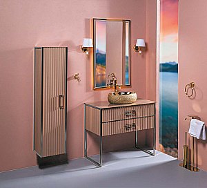 Тумба с раковиной Armadi Art Monaco 80 со столешницей капучино с хромом для ванной в интернет-магазине Sanbest