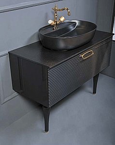 Тумба с раковиной Armadi Art Vallessi Avantgarde Linea 100 со столешницей черный с золотом для ванной в интернет-магазине Sanbest